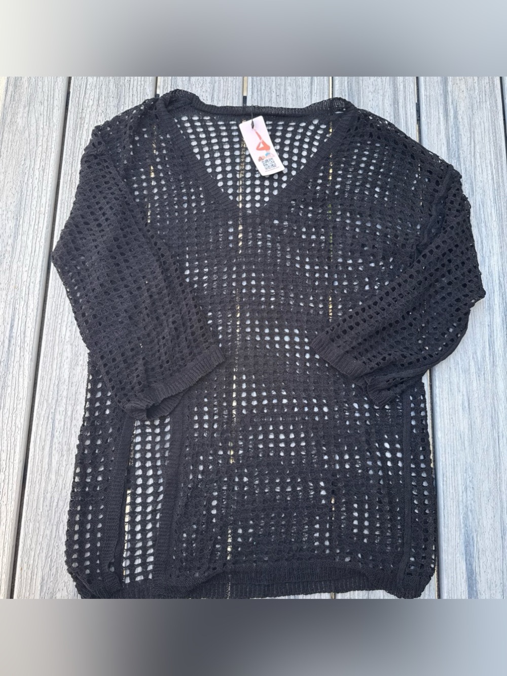Attracosports NWT Black Crochet V-Neck Knit Cover-Up Small